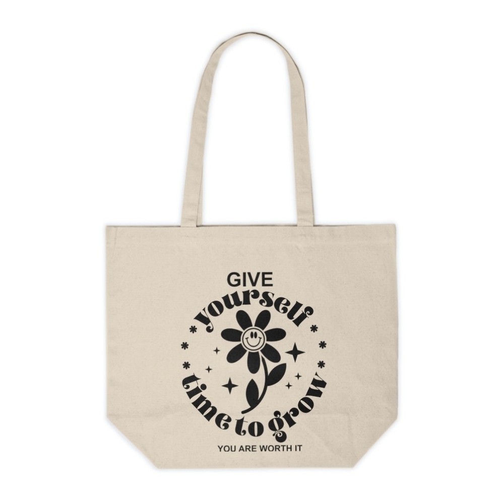Give Yourself Time To Grow Custom Canvas Tote Bag